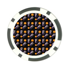 Halloween Skeleton Pumpkin Pattern Black Poker Chip Card Guard (10 Pack) by snowwhitegirl