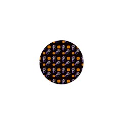 Halloween Skeleton Pumpkin Pattern Brown 1  Mini Buttons by snowwhitegirl