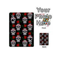 Skull Pattern Black Playing Cards 54 (mini) by snowwhitegirl