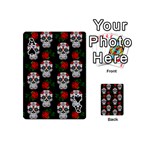 Skull Pattern Black Playing Cards 54 (Mini) Front - SpadeA