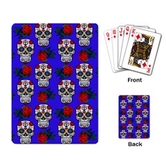 Skull Pattern Blue Playing Cards Single Design by snowwhitegirl