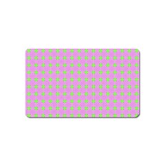 Pastel Mod Pink Green Circles Magnet (name Card) by BrightVibesDesign