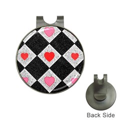Diamonds Hearts Mosaic Pattern Hat Clips With Golf Markers by Simbadda