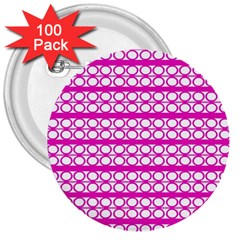 Circles Lines Bright Pink Modern Pattern 3  Buttons (100 Pack)  by BrightVibesDesign