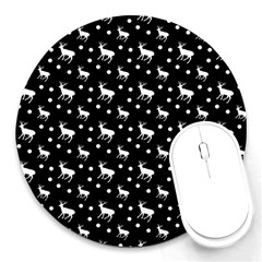 Deer Dots Black Round Mousepads by snowwhitegirl