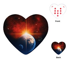 Earth Globe Planet Space Universe Playing Cards (heart) by Celenk