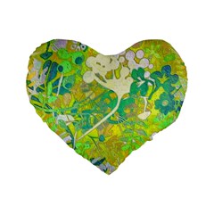 Floral 1 Abstract Standard 16  Premium Flano Heart Shape Cushions by dressshop