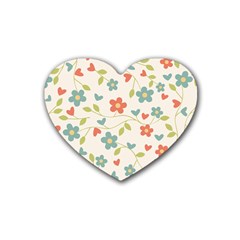 Flowers Pattern Rubber Coaster (heart)  by Hansue
