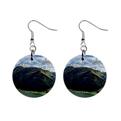 Panoramic Nature Mountain Water Mini Button Earrings by Sapixe