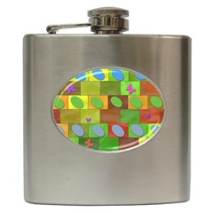 Easter Egg Happy Easter Colorful Hip Flask (6 Oz) by Sapixe