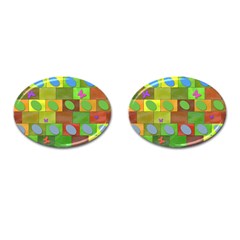 Easter Egg Happy Easter Colorful Cufflinks (oval) by Sapixe