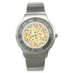 Thanksgiving Pattern Stainless Steel Watch by Valentinaart