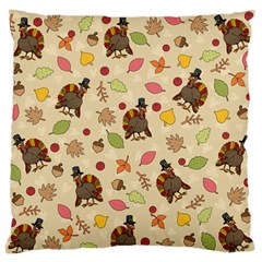 Thanksgiving Turkey Pattern Large Flano Cushion Case (one Side) by Valentinaart
