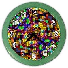 Color Mosaic Background Wall Color Wall Clock by Sapixe