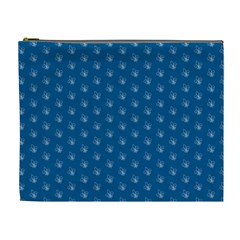 Quebec French Royal Fleur De Lys Elegant Pattern Blue Blue Quebec Fleur De Lys Pattern Blue Cosmetic Bag (xl) by Quebec