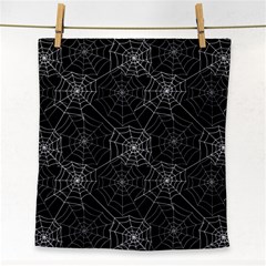 Pattern Spiderweb Halloween Gothic On Black Background Face Towel by genx