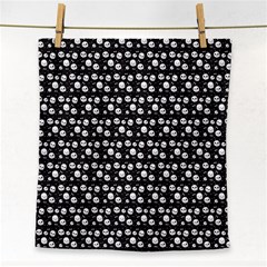 Pattern Skull Bones Halloween Gothic On Black Background Face Towel by genx