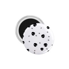 Pattern Skull Stars Handrawn Naive Halloween Gothic Black And White 1 75  Magnets by genx