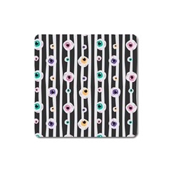 Pattern Eyeball Black And White Naive Stripes Gothic Halloween Square Magnet by genx