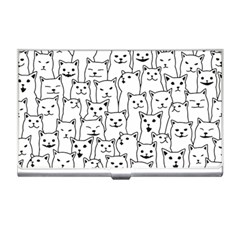 Funny Cat Pattern Organic Style Minimalist On White Background Business Card Holder by genx