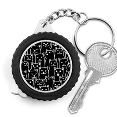 Funny Cat Pattern Organic Style Minimalist On Black Background Measuring Tape by genx