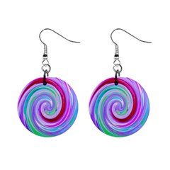 Groovy Abstract Red Swirl On Purple And Pink Mini Button Earrings by myrubiogarden