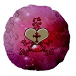 Wonderful Hearts With Floral Elements Large 18  Premium Round Cushions Front