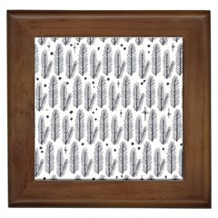Christmas Pine Pattern Organic Hand Drawn Modern Black And White Framed Tiles by genx