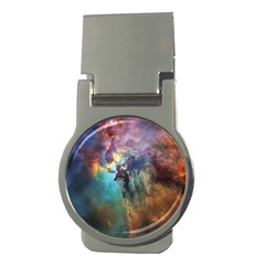 Lagoon Nebula Interstellar Cloud Pastel Pink, Turquoise And Yellow Stars Money Clips (round)  by genx