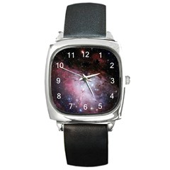Eagle Nebula Wine Pink And Purple Pastel Stars Astronomy Square Metal Watch by genx