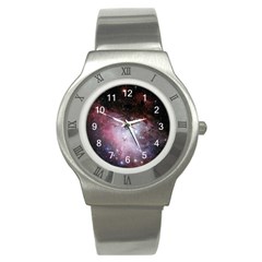 Eagle Nebula Wine Pink And Purple Pastel Stars Astronomy Stainless Steel Watch by genx