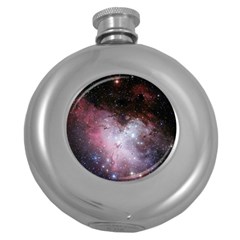 Eagle Nebula Wine Pink And Purple Pastel Stars Astronomy Round Hip Flask (5 Oz) by genx
