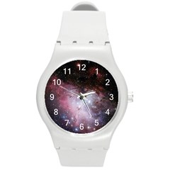 Eagle Nebula Wine Pink And Purple Pastel Stars Astronomy Round Plastic Sport Watch (m) by genx