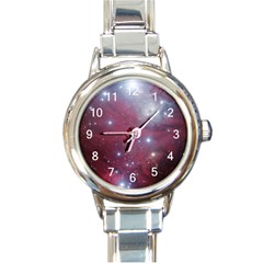 Christmas Tree Cluster Red Stars Nebula Constellation Astronomy Round Italian Charm Watch by genx