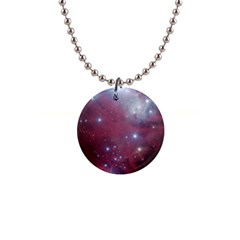 Christmas Tree Cluster Red Stars Nebula Constellation Astronomy 1  Button Necklace by genx