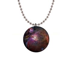 Orion Nebula Star Formation Orange Pink Brown Pastel Constellation Astronomy 1  Button Necklace by genx
