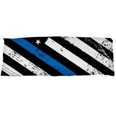 Usa Flag The Thin Blue Line I Back The Blue Usa Flag Grunge On Black Background Body Pillow Case (dakimakura) by snek