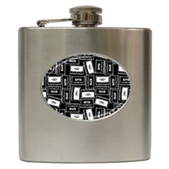 Tape Cassette 80s Retro Genx Pattern Black And White Hip Flask (6 Oz) by genx