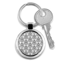 Scarab Pattern Egyptian Mythology Black And White Key Chains (round)  by genx