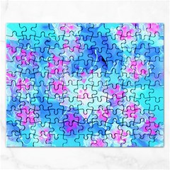 Blue And Hot Pink Succulent Underwater Sedum Rectangular Jigsaw Puzzl by myrubiogarden