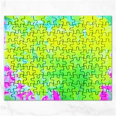 Fluorescent Yellow And Pink Abstract Garden Foliage Rectangular Jigsaw Puzzl by myrubiogarden