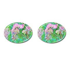 Invincibelle Spirit Hot Pink Hydrangeas On Aqua Green Cufflinks (oval) by myrubiogarden
