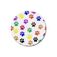 Pawprints Paw Prints Paw Animal Rubber Round Coaster (4 Pack)  by Wegoenart
