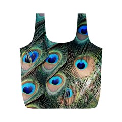 Peacock Feathers Bird Colorful Full Print Recycle Bag (m) by Wegoenart