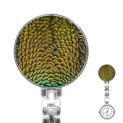 Peacock Bird Feather Color Stainless Steel Nurses Watch by Wegoenart