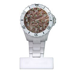 Peacock Feathers Wheel Plumage Plastic Nurses Watch by Wegoenart