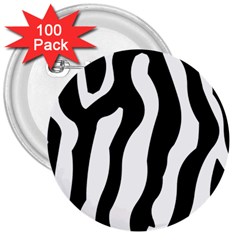 Zebra Horse Pattern Black And White 3  Buttons (100 Pack)  by picsaspassion