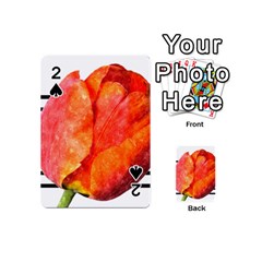 Red Tulip And Black Stripes Playing Cards 54 (mini) by picsaspassion