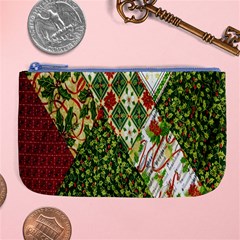 Christmas Quilt Background Large Coin Purse by Wegoenart