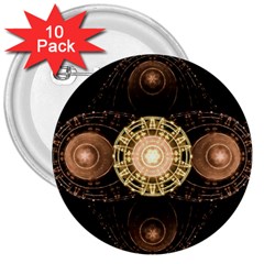 Fractal Design Pattern Fantasy 3  Buttons (10 Pack)  by Wegoenart